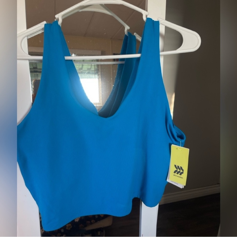 Blue Ribbed Tank Bra -XL
